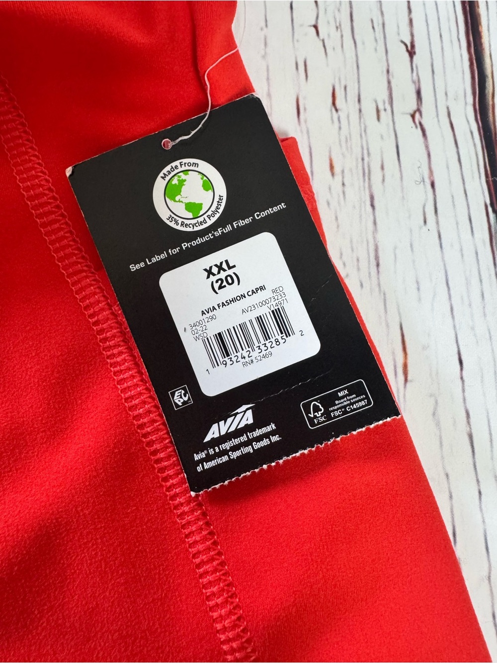Avia XXL 20 Soleil Red Fashion Capri Leggings High Rise Side Pockets NWT - Picture 5 of 5